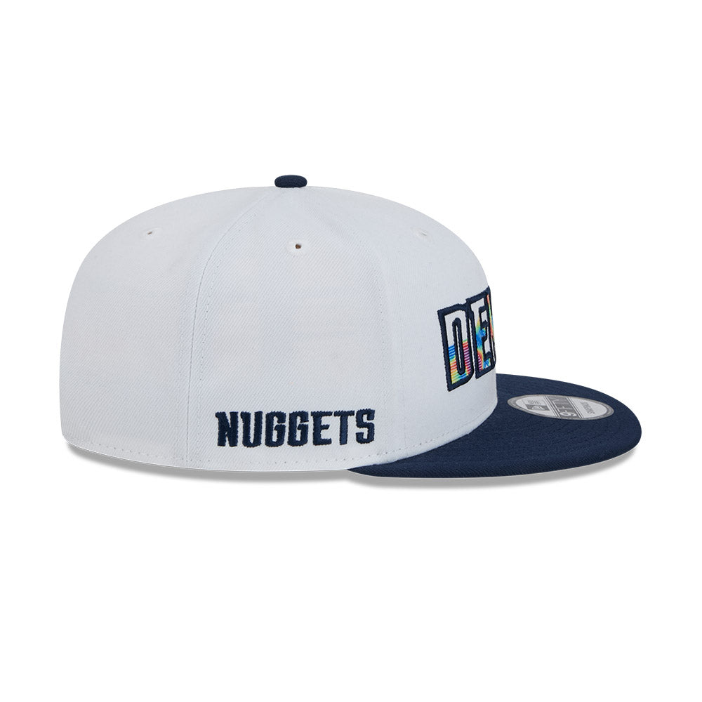 Denver Nuggets Hat - NBA 2024-2025 City Edition White Navy 9Fifty Snapback Cap - New Era